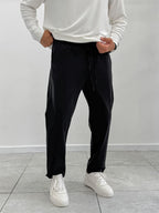 Black Parachute Fabric Boyfriend Trousers MRK-2862