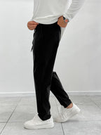 Black Parachute Fabric Boyfriend Trousers MRK-2862