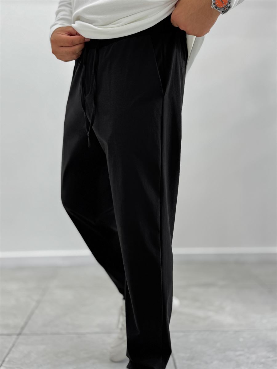 Black Parachute Fabric Boyfriend Trousers MRK-2862