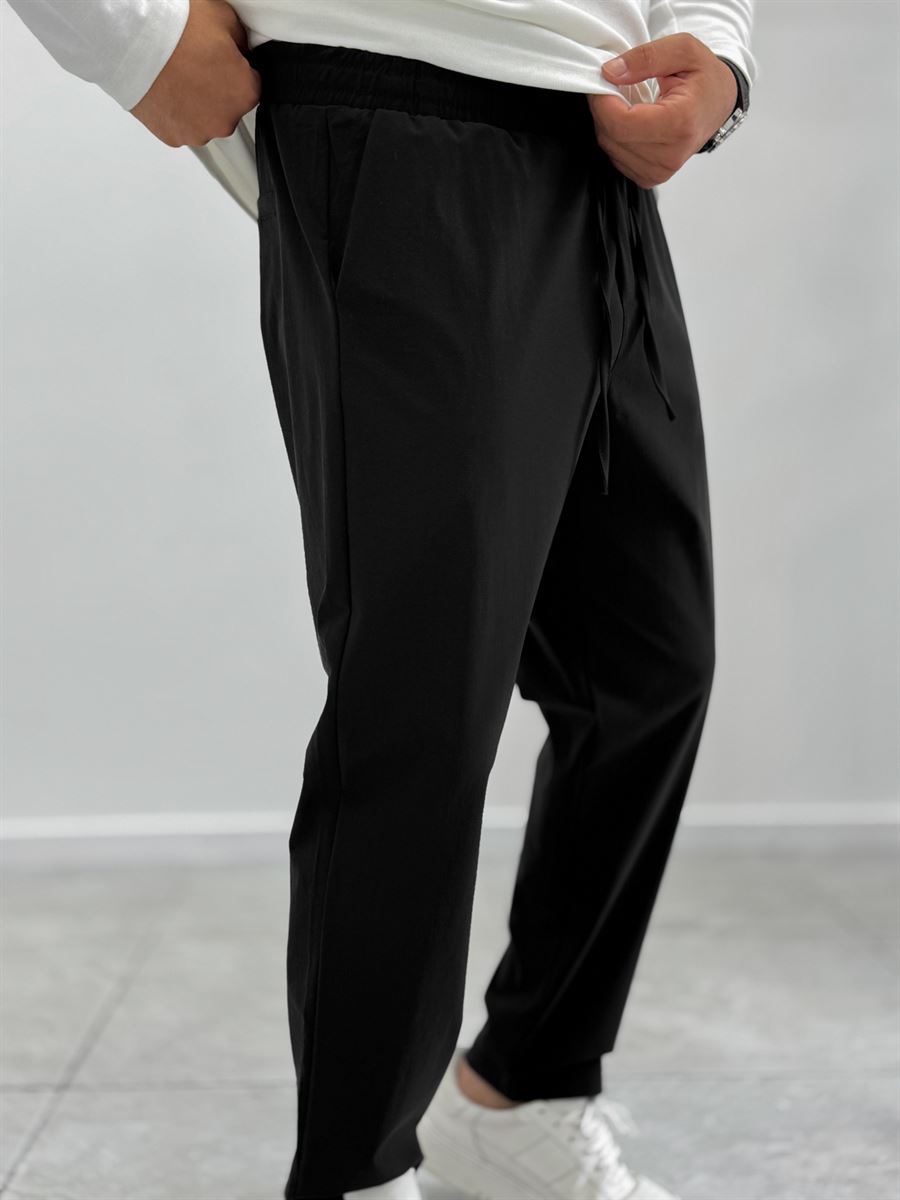 Black Parachute Fabric Boyfriend Trousers MRK-2862