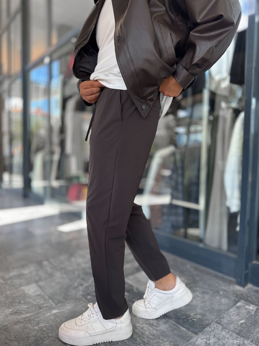 Brown Parachute Fabric Boyfriend Trousers MRK-2862
