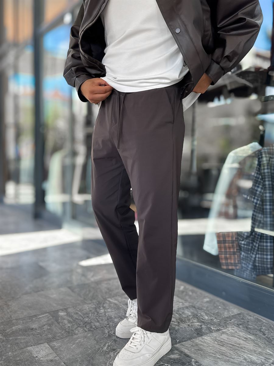 Brown Parachute Fabric Boyfriend Trousers MRK-2862