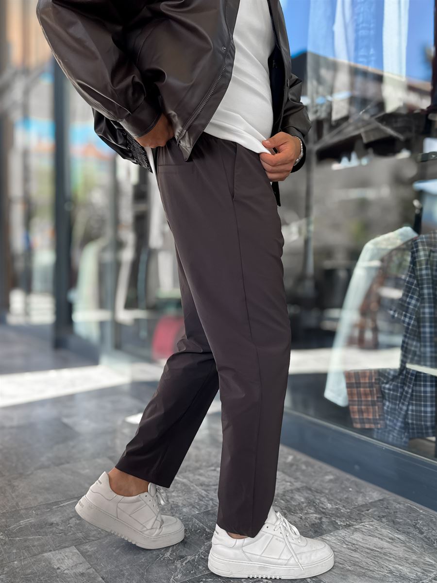 Brown Parachute Fabric Boyfriend Trousers MRK-2862