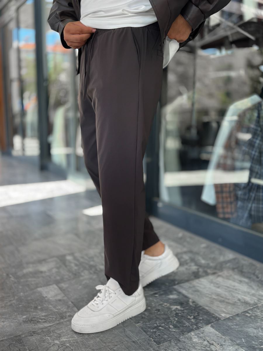 Brown Parachute Fabric Boyfriend Trousers MRK-2862