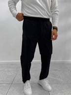 Navy Parachute Fabric Boyfriend Trousers MRK-2862