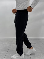 Navy Parachute Fabric Boyfriend Trousers MRK-2862