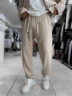 Beige Knit Detail Trousers MRK-2505
