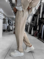 Beige Knit Detail Trousers MRK-2505