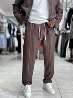 Brown Knit Detail Trousers MRK-2505