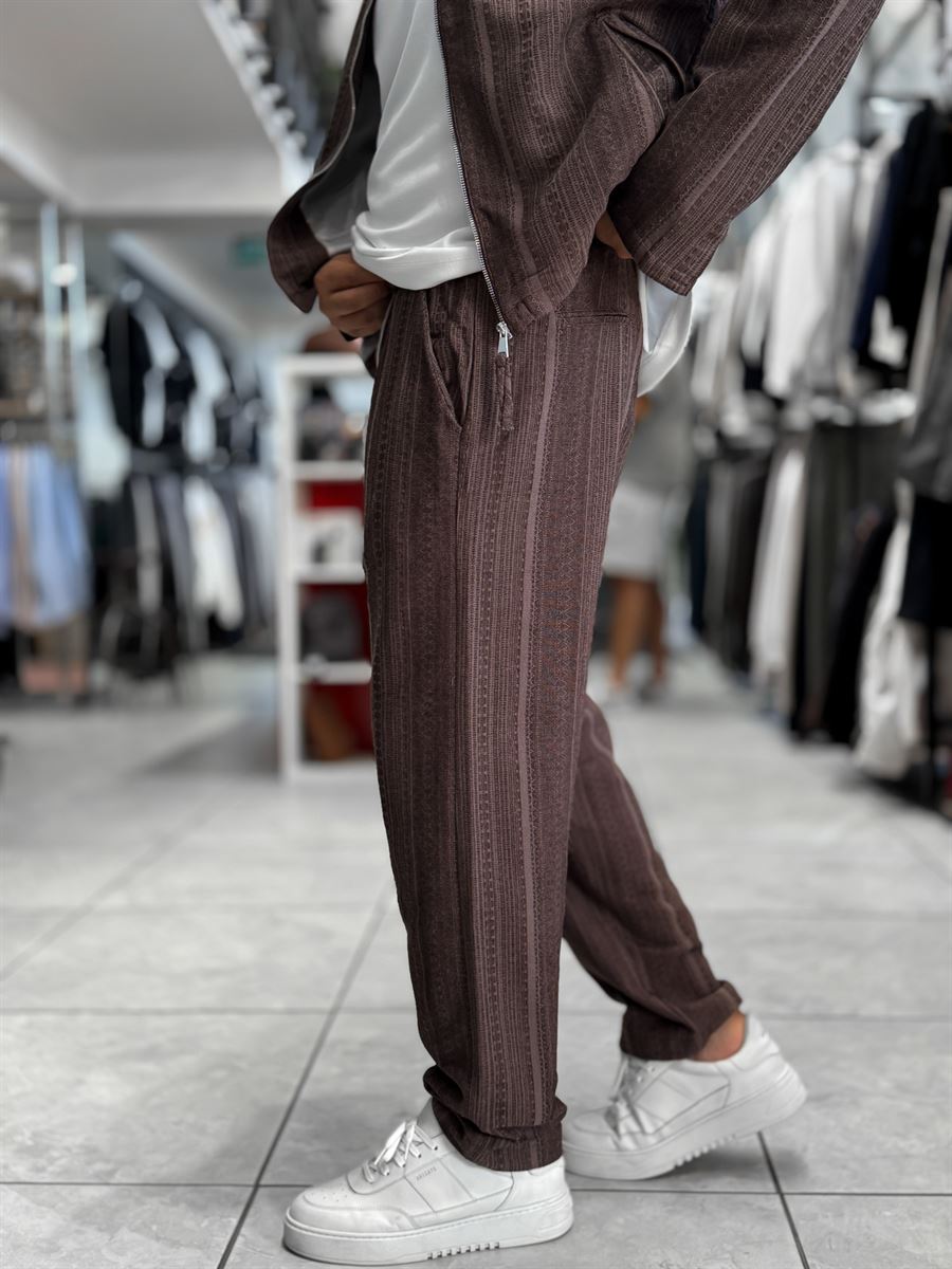 Brown Knit Detail Trousers MRK-2505