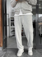 Light Gray Waffle Fabric Basic Sweatpants MRK-2871