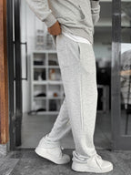 Light Gray Waffle Fabric Basic Sweatpants MRK-2871