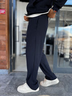 Navy Waffle Fabric Basic Sweatpants MRK-2871