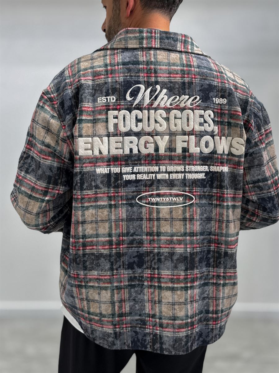 Light Brown Back Embossed Plaid Shirt TW-7086