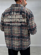 Light Brown Back Embossed Plaid Shirt TW-7086