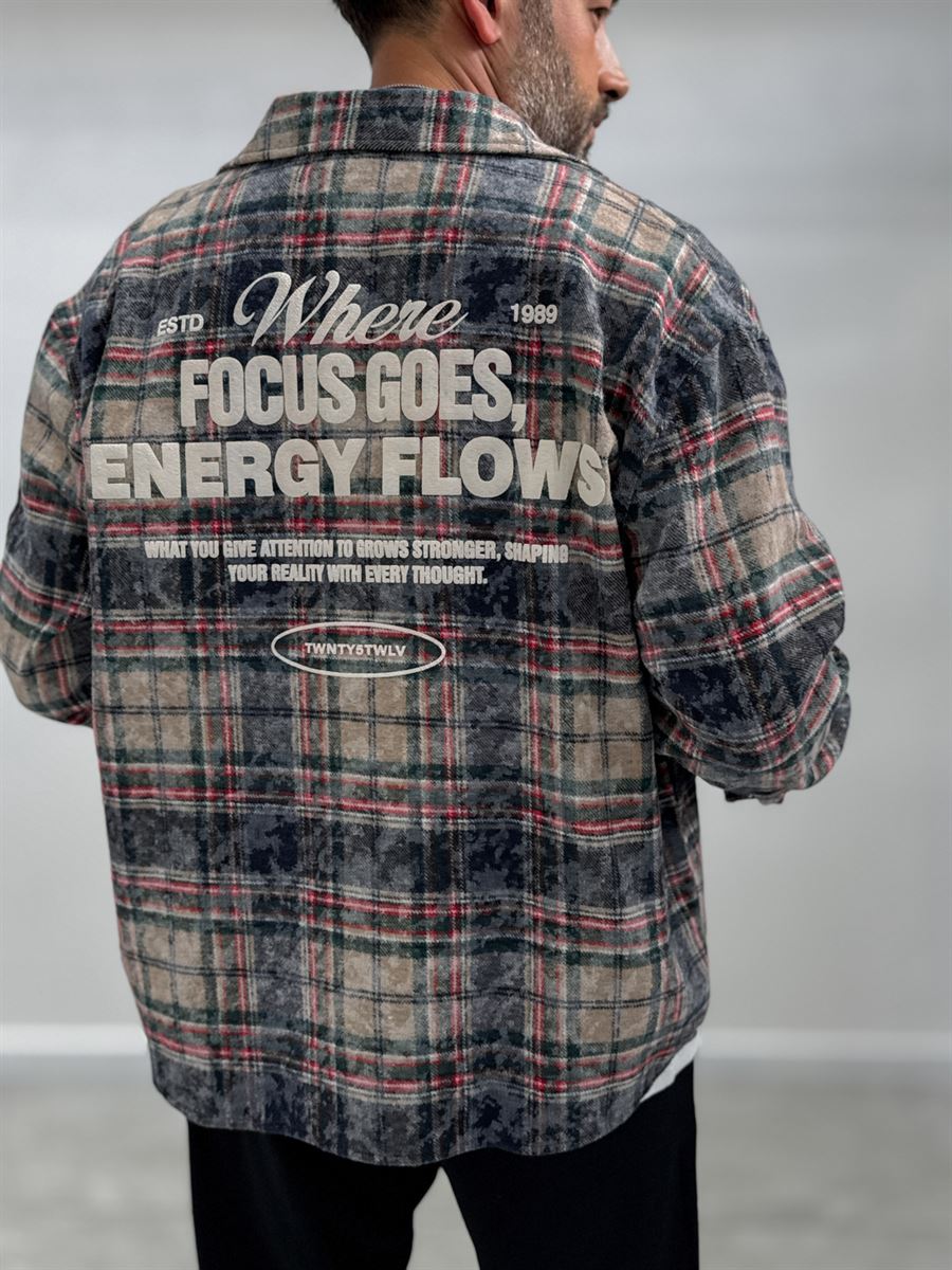 Light Brown Back Embossed Plaid Shirt TW-7086