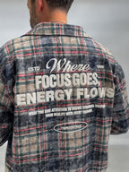 Light Brown Back Embossed Plaid Shirt TW-7086