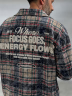 Light Brown Back Embossed Plaid Shirt TW-7086