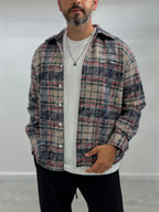 Light Brown Back Embossed Plaid Shirt TW-7086