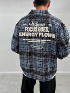 Navy Back Embossed Plaid Shirt TW-7086
