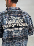 Navy Back Embossed Plaid Shirt TW-7086