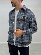 Navy Back Embossed Plaid Shirt TW-7086