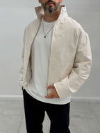 Beige Zip-Up Oversized Jacket TW-7037