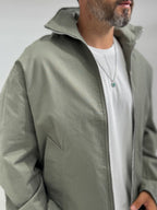 Khaki Zip-Up Oversized Jacket TW-7037