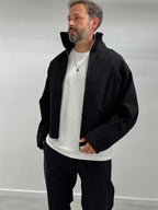 Black Zip-Up Oversized Jacket TW-7037