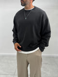 Black Basic Washed Oversized Sweatshirt TW-7088