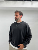 Black Basic Washed Oversized Sweatshirt TW-7088
