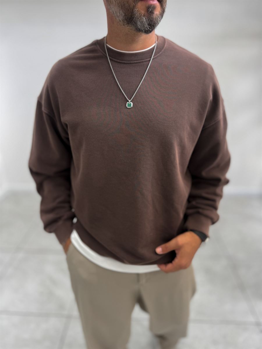 Brown Basic Washed Oversized Sweatshirt TW-7088