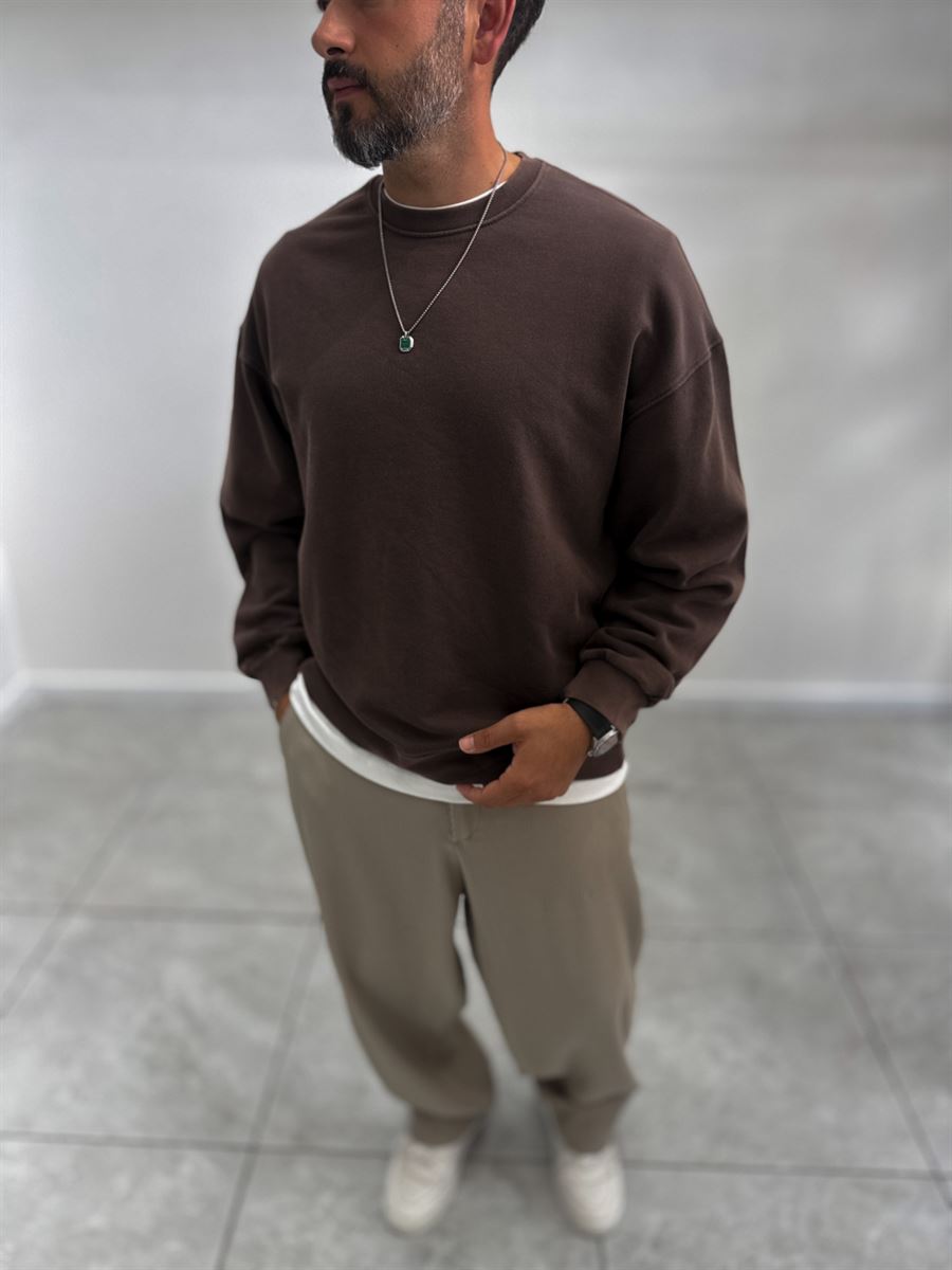 Brown Basic Washed Oversized Sweatshirt TW-7088