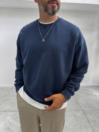 Navy Basic Washed Oversized Sweatshirt TW-7088