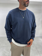 Navy Basic Washed Oversized Sweatshirt TW-7088
