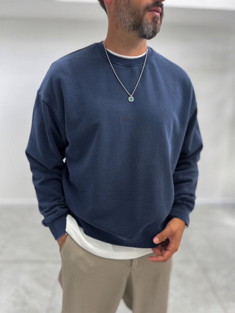 Navy Basic Washed Oversized Sweatshirt TW-7088