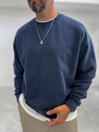 Navy Basic Washed Oversized Sweatshirt TW-7088