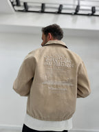 Beige Back Embroidered Suede Jacket TW-7083