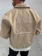 Beige Back Embroidered Suede Jacket TW-7083