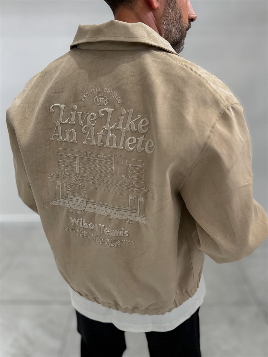 Beige Back Embroidered Suede Jacket TW-7083