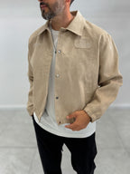 Beige Back Embroidered Suede Jacket TW-7083