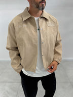Beige Back Embroidered Suede Jacket TW-7083