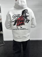 White Humble Embroidered Hooded Sweatshirt TW-7070