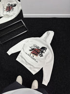 White Humble Embroidered Hooded Sweatshirt TW-7070
