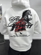 White Humble Embroidered Hooded Sweatshirt TW-7070