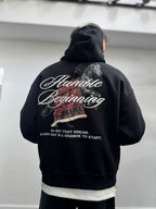 Black Humble Embroidered Hooded Sweatshirt TW-7070