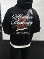 Black Humble Embroidered Hooded Sweatshirt TW-7070