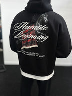 Black Humble Embroidered Hooded Sweatshirt TW-7070