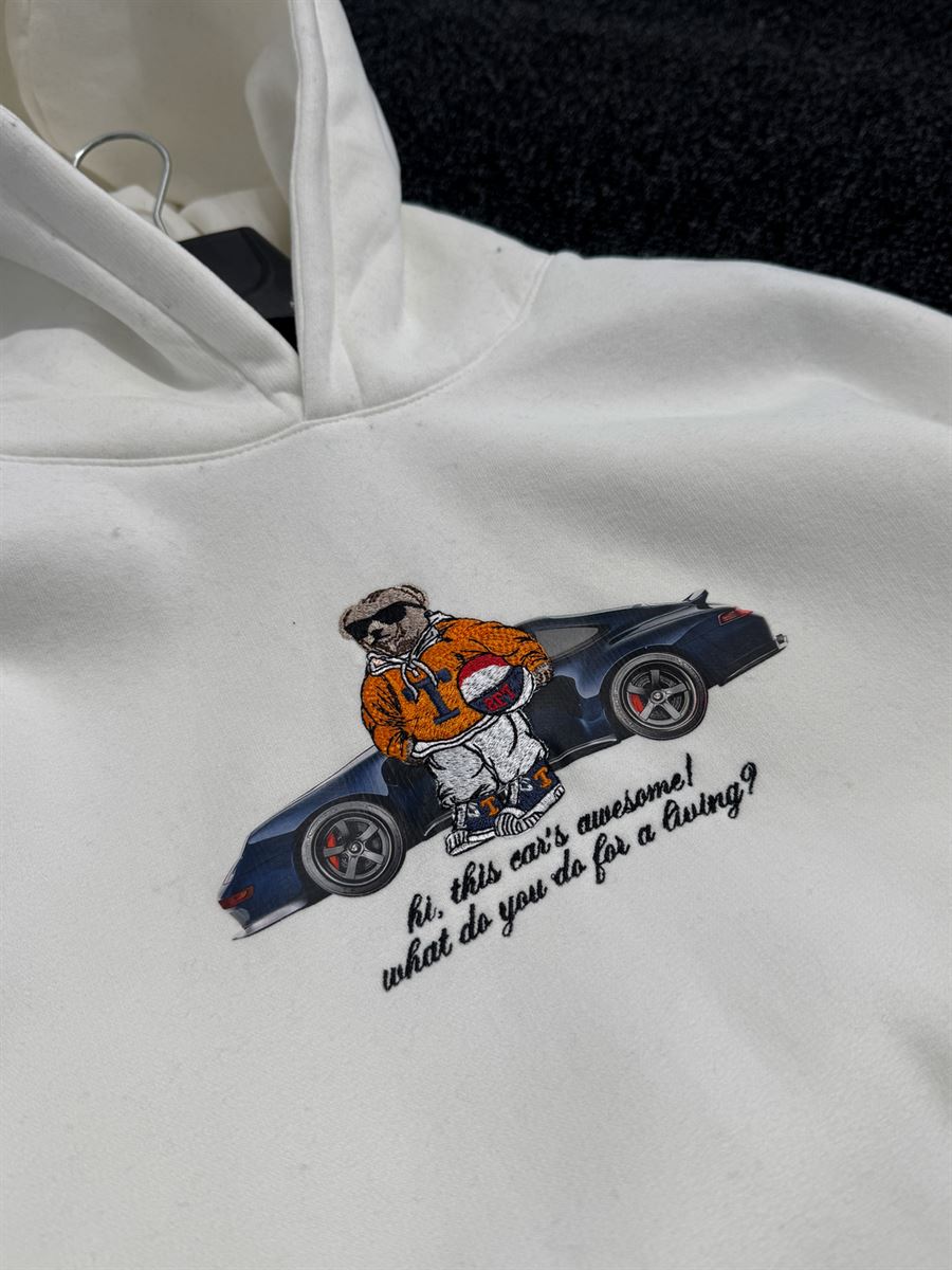 White Cool Bear Hooded Sweatshirt TW-7082