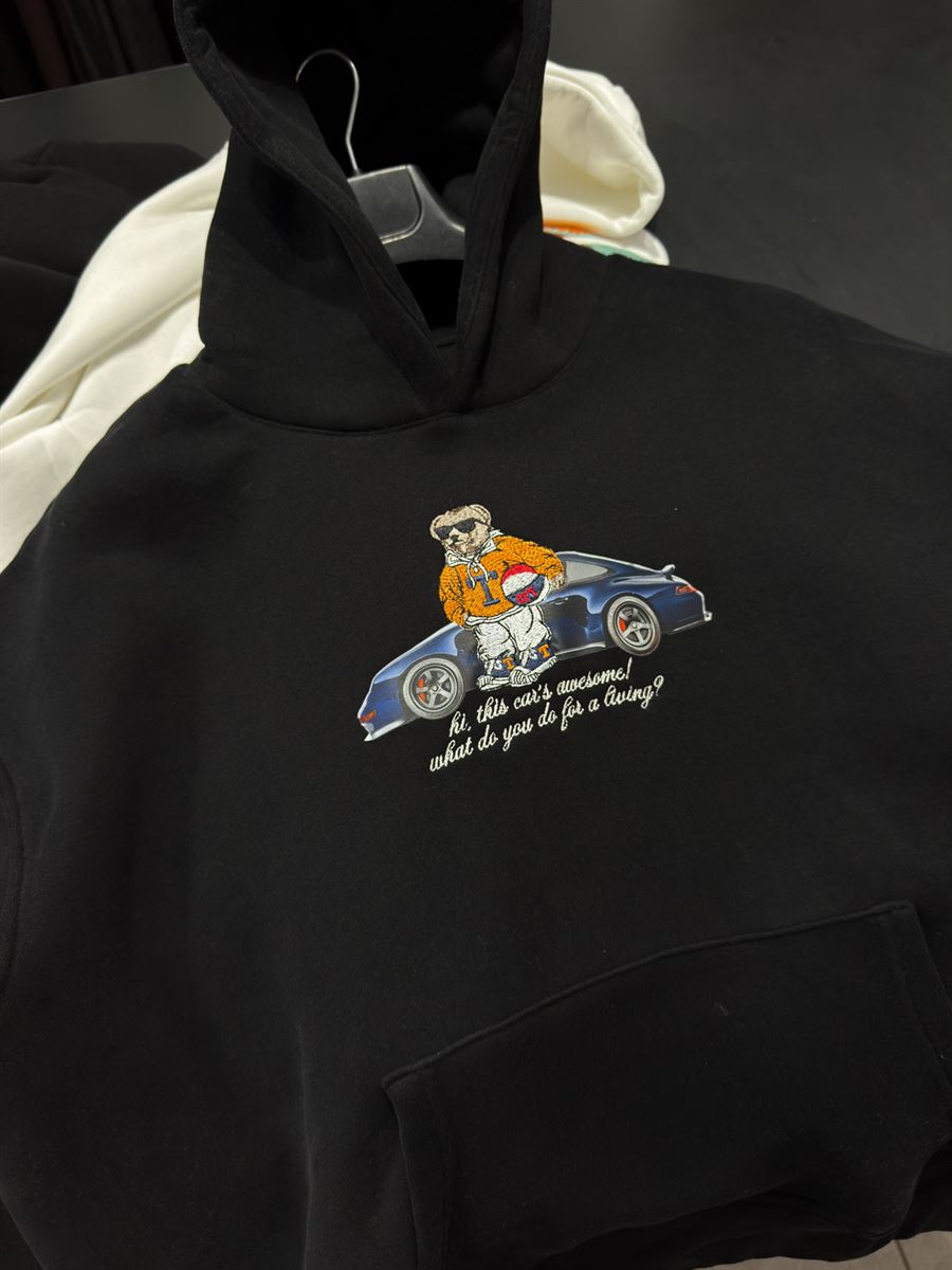 Black Cool Bear Hooded Sweatshirt TW-7082